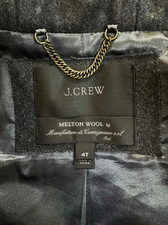 JCREW MELTON DUFFLE WOOL GRAY COAT SIZE 4 TALL