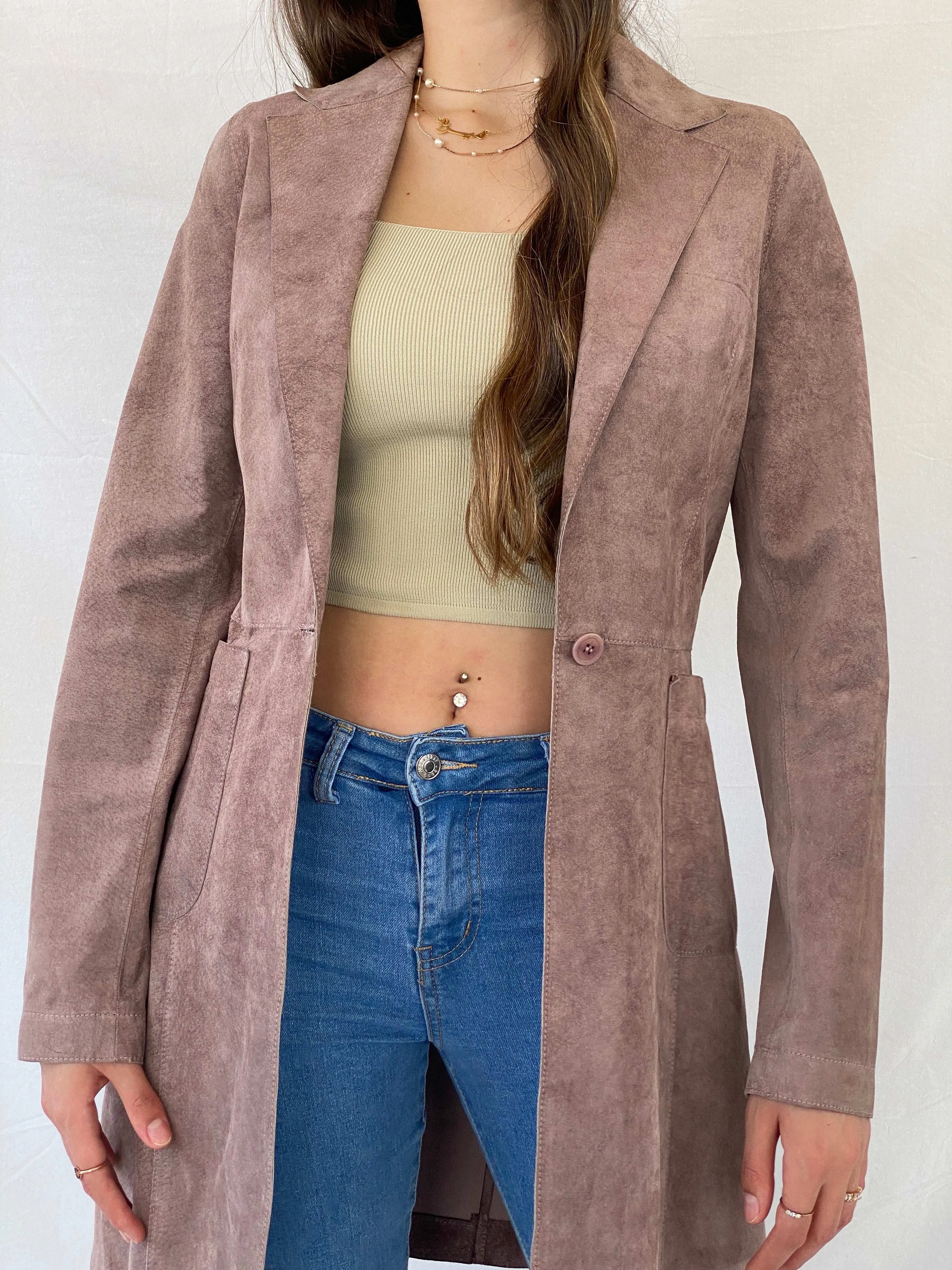 JIGSAW Genuine Pink Suede Light Coat - M