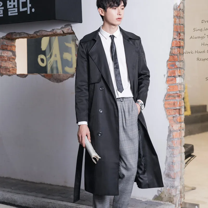 Jinquedai mens winter fashion Plus Size Spring and Autumn Trench Coat Men's Long Korean Style Casual Trendy Loose British Style Coat Men