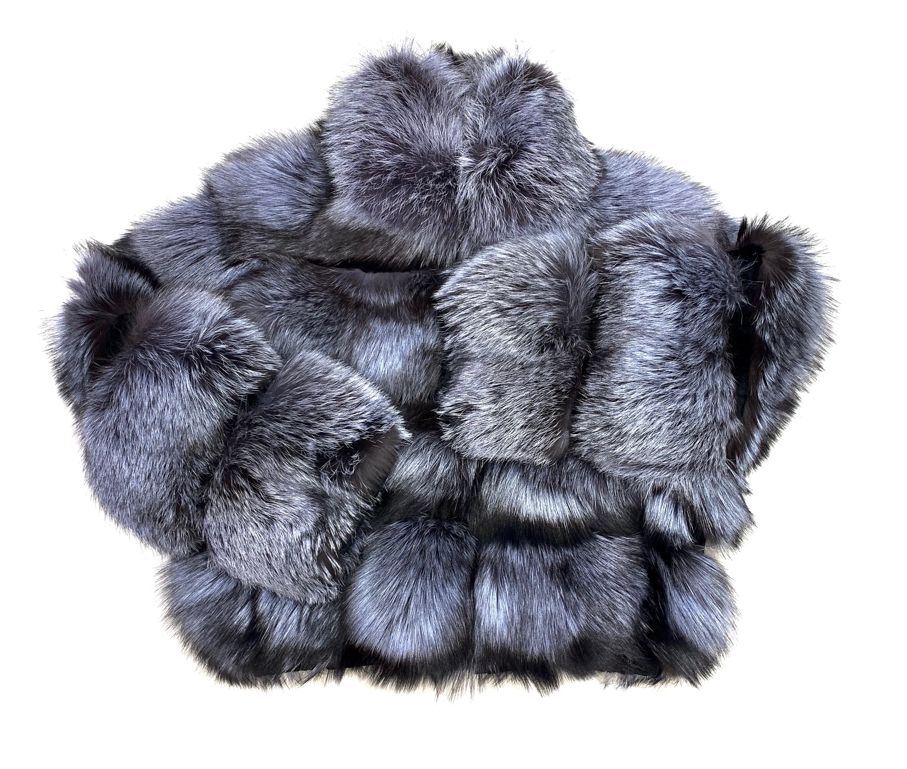 Kashani Women's Grey Spliced Fox Fur Coat