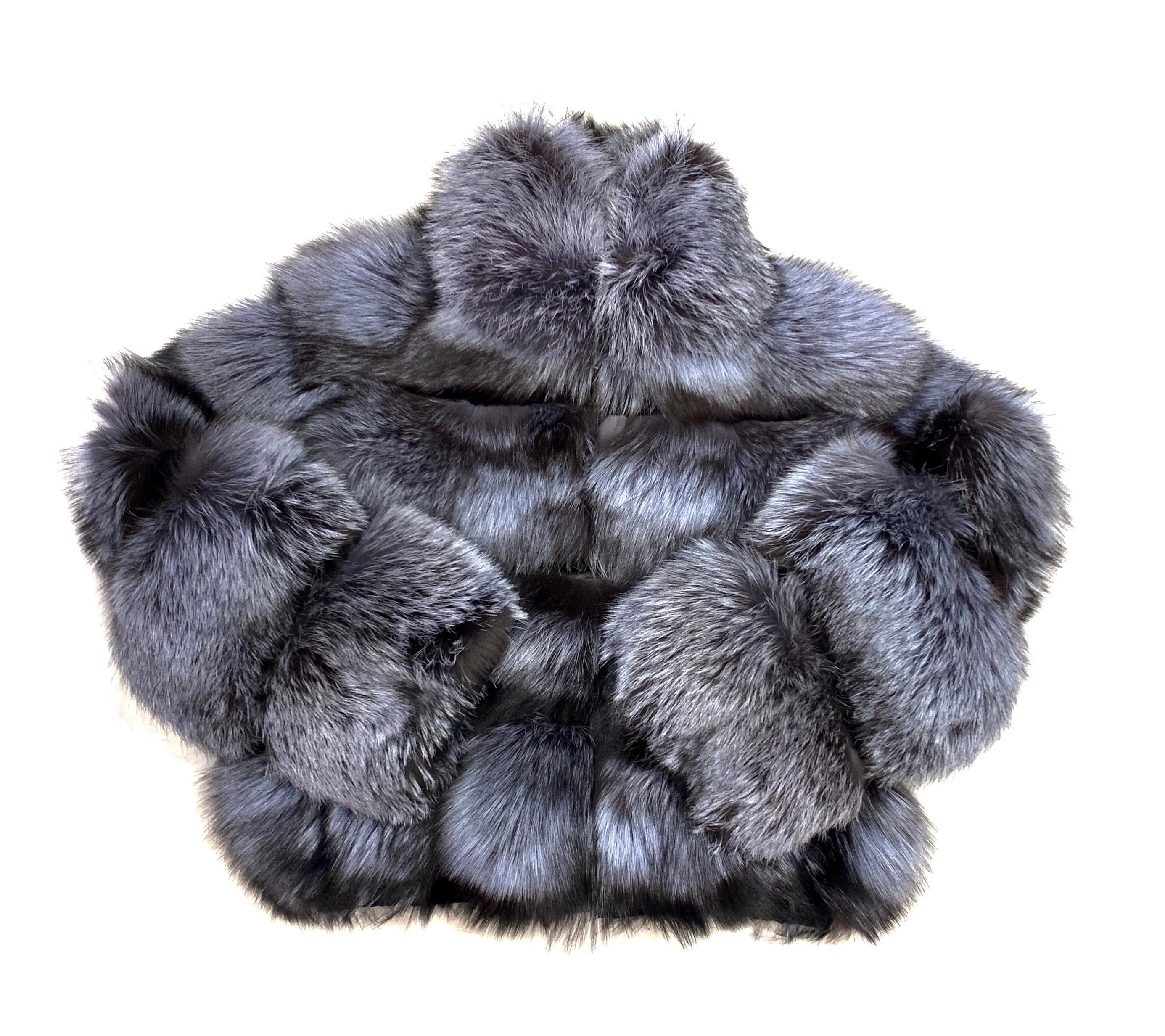 Kashani Women's Grey Spliced Fox Fur Coat