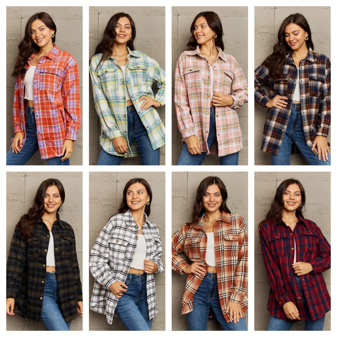 Katrina Plaid Shacket Jacket - 8 Colors