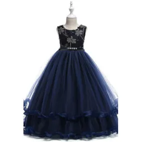 Kids Girls Embroidered Ruffled Skirt Wedding Dress - C1060ZWKGD