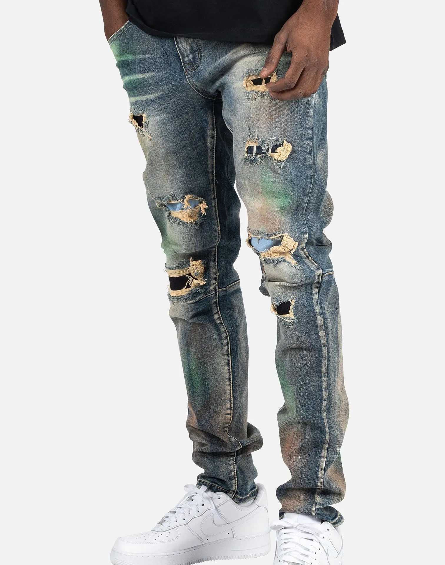 Kloud 9 Multi-Rips Spray Paint Jeans