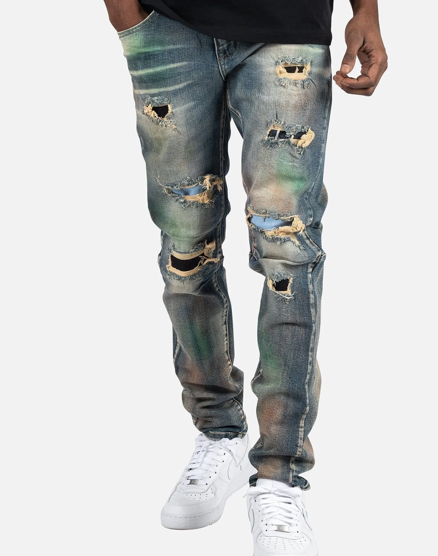 Kloud 9 Multi-Rips Spray Paint Jeans