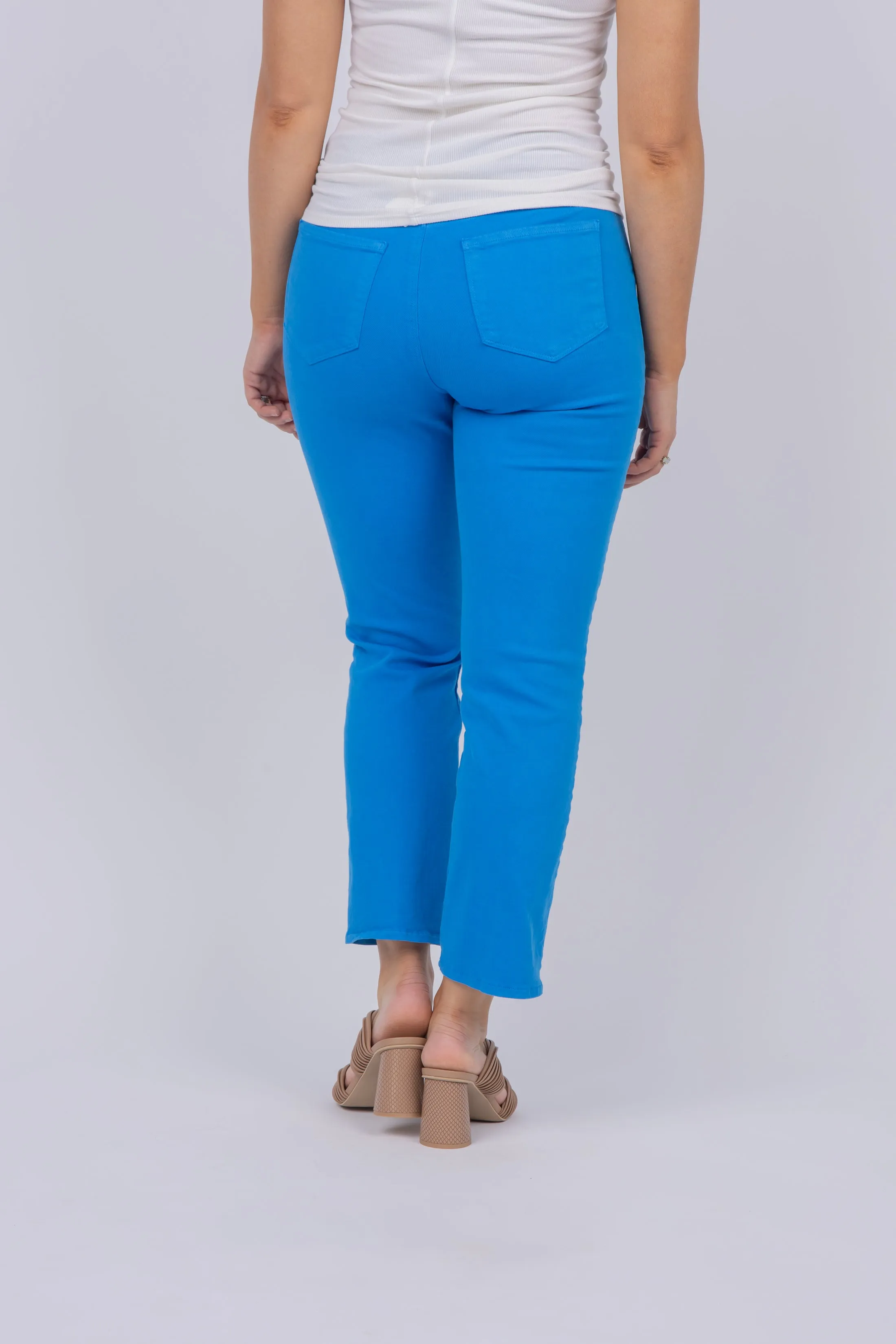 L'AGENCE Alexia H/R Crop Cigarette Pant in Neon Blue