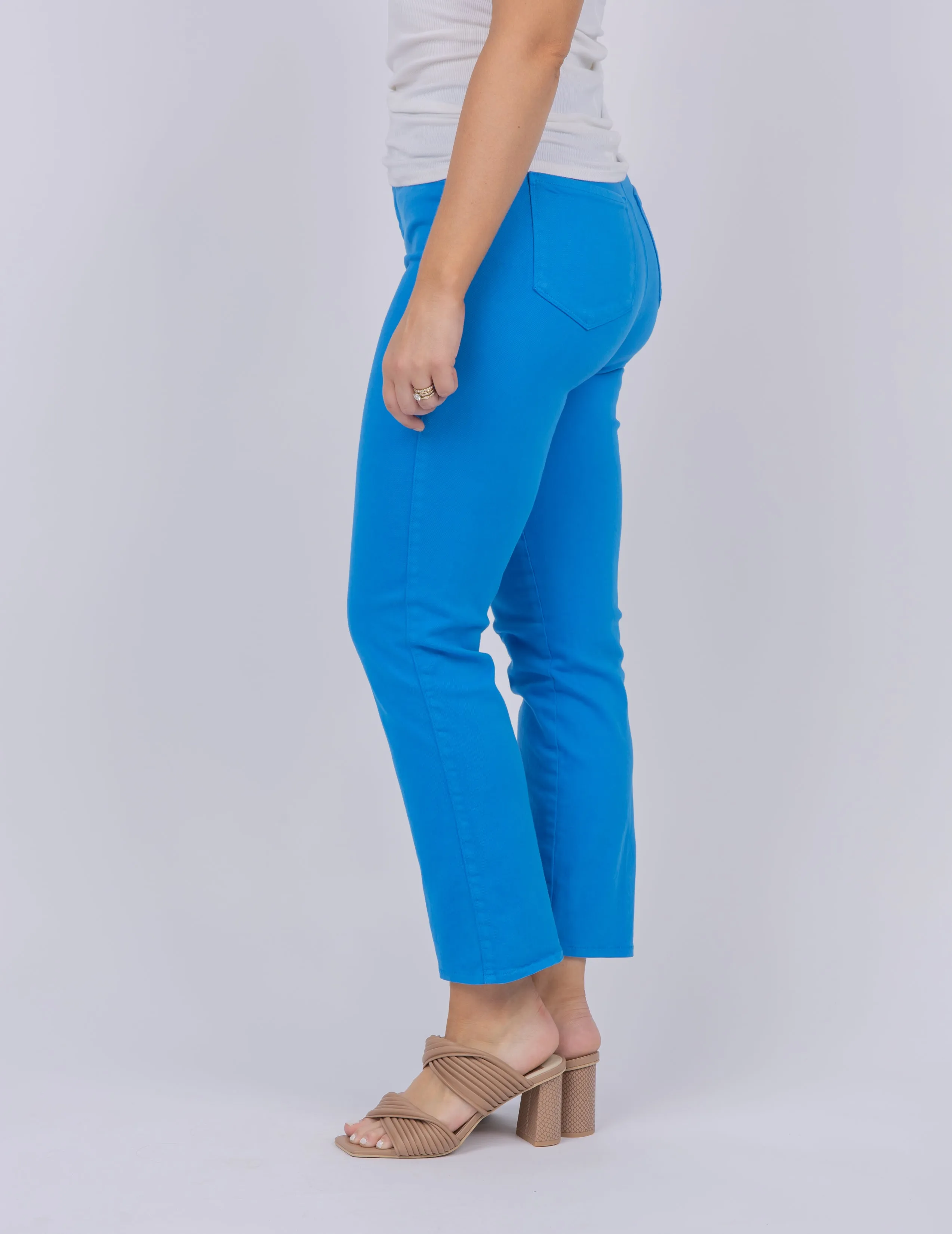 L'AGENCE Alexia H/R Crop Cigarette Pant in Neon Blue