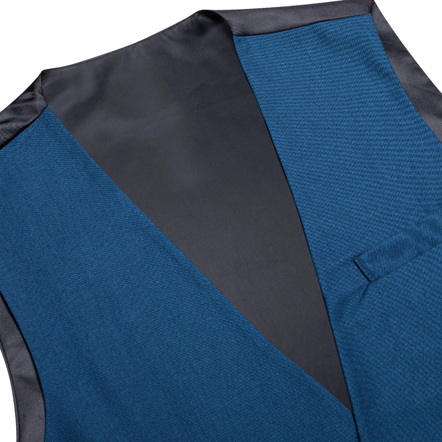 Lake Blue Cotton Solid Splicing Jacquard Men's Vest