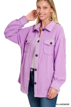 Lavender Oversized Basic Fleece Shacket