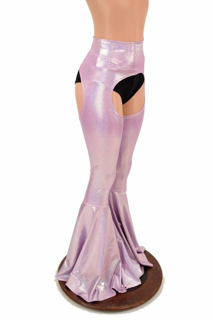 Lilac Holo Bell Bottom Flare Chaps (shorts sold separately)