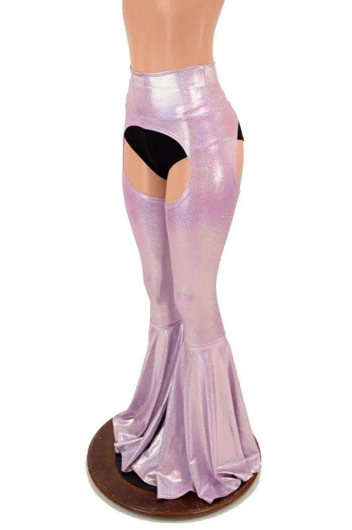 Lilac Holo Bell Bottom Flare Chaps (shorts sold separately)