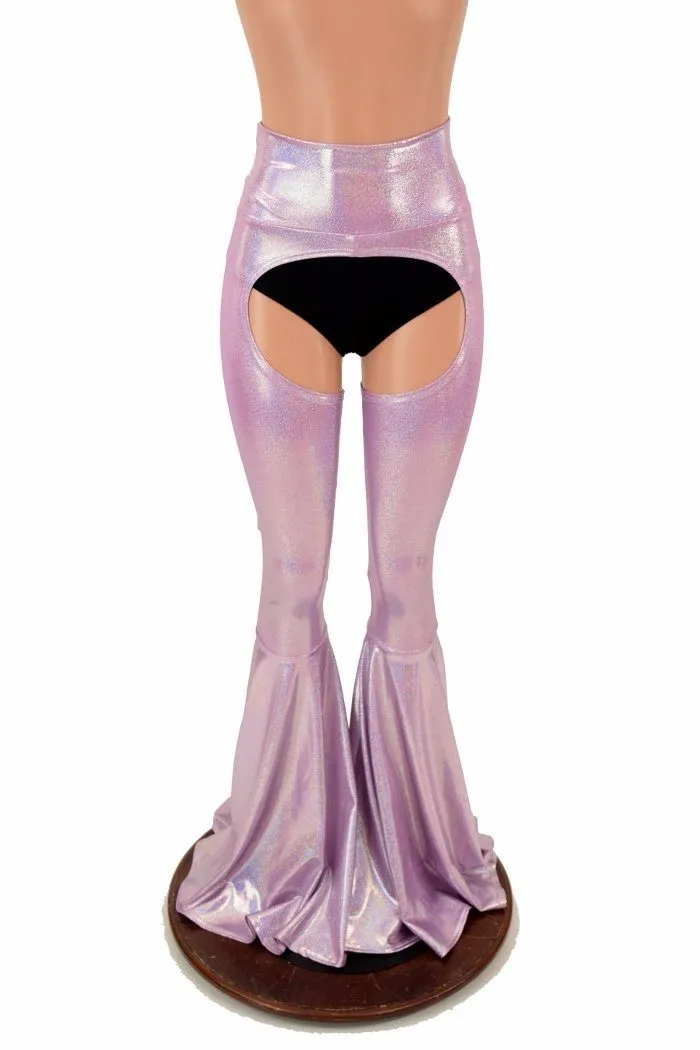 Lilac Holo Bell Bottom Flare Chaps (shorts sold separately)