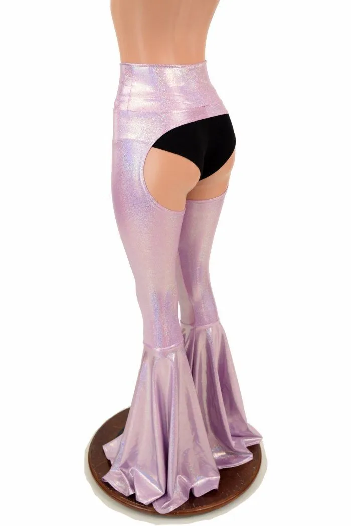 Lilac Holo Bell Bottom Flare Chaps (shorts sold separately)