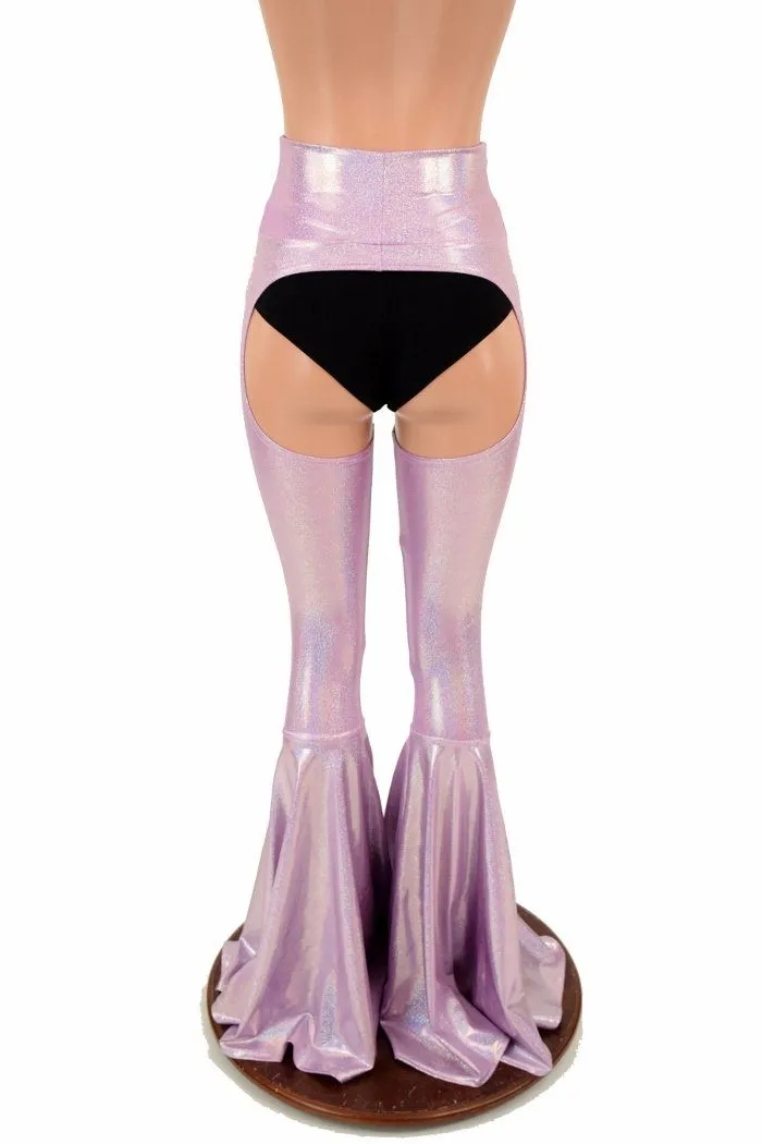 Lilac Holo Bell Bottom Flare Chaps (shorts sold separately)