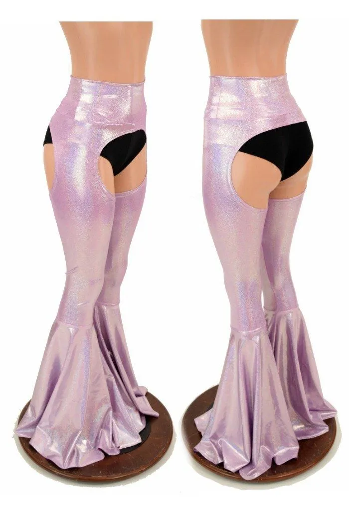 Lilac Holo Bell Bottom Flare Chaps (shorts sold separately)