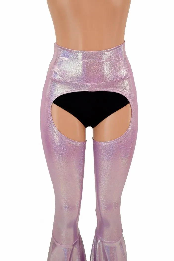 Lilac Holo Bell Bottom Flare Chaps (shorts sold separately)