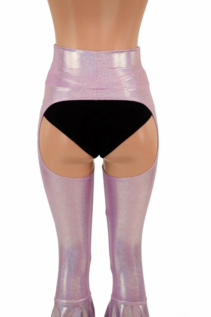 Lilac Holo Bell Bottom Flare Chaps (shorts sold separately)