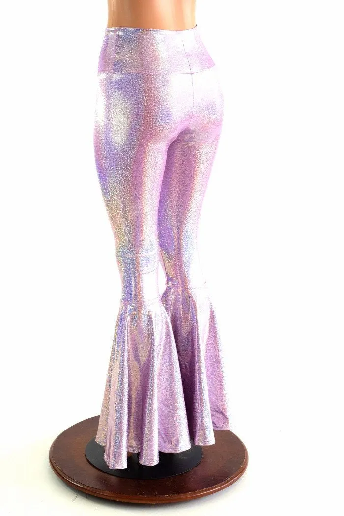 Lilac Holographic Bell Bottom Flares