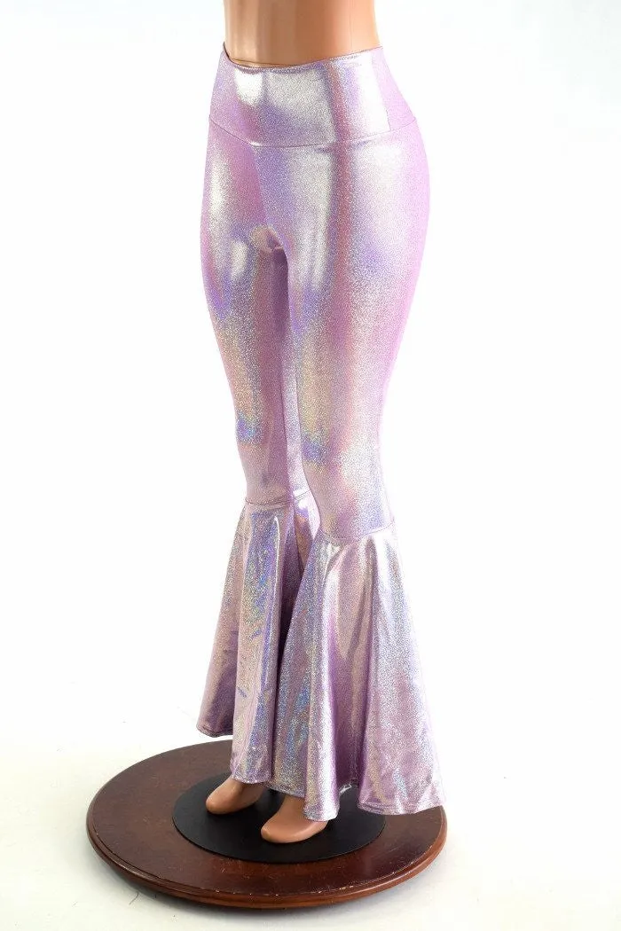 Lilac Holographic Bell Bottom Flares