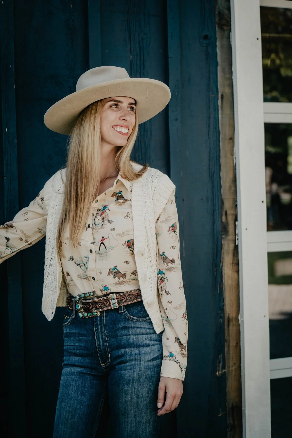 'Linden' Women's Ariat Retro Ranch Print Blouse (XS-XXL)