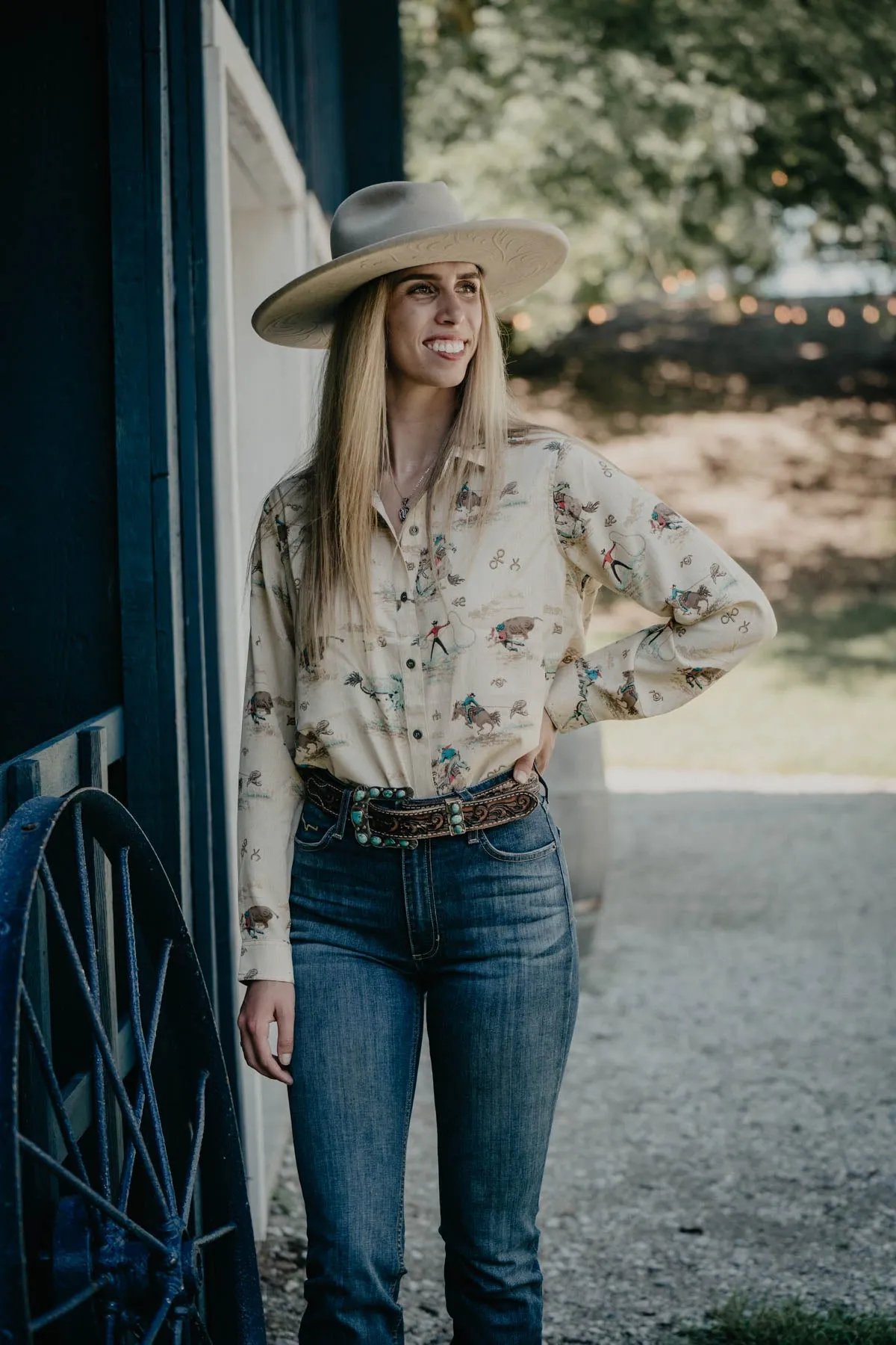 'Linden' Women's Ariat Retro Ranch Print Blouse (XS-XXL)