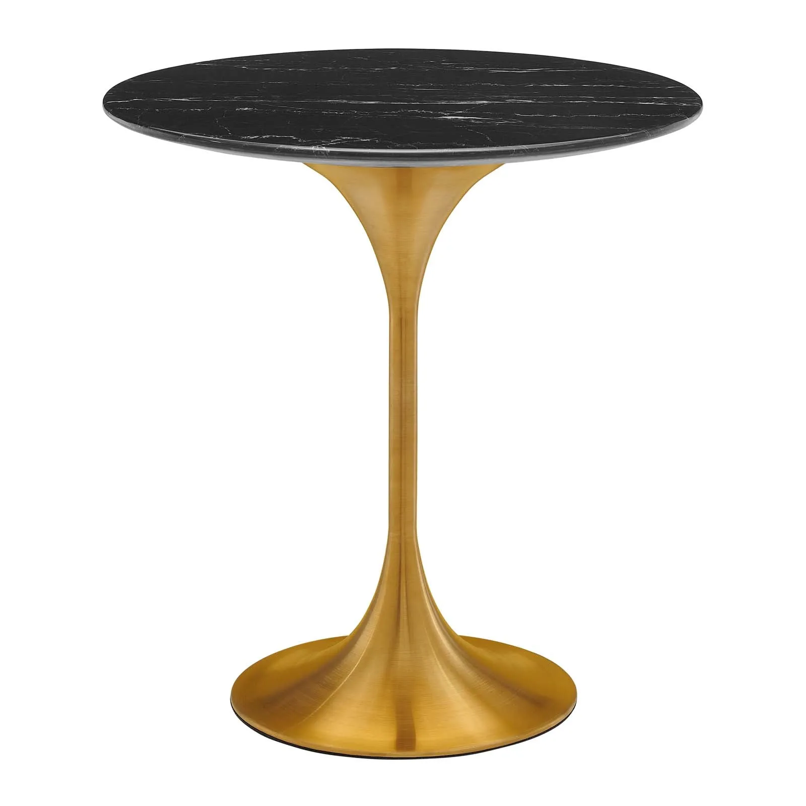 Lippa 20" Round Artificial Marble Side Table Gold Black EEI-5685-GLD-BLK