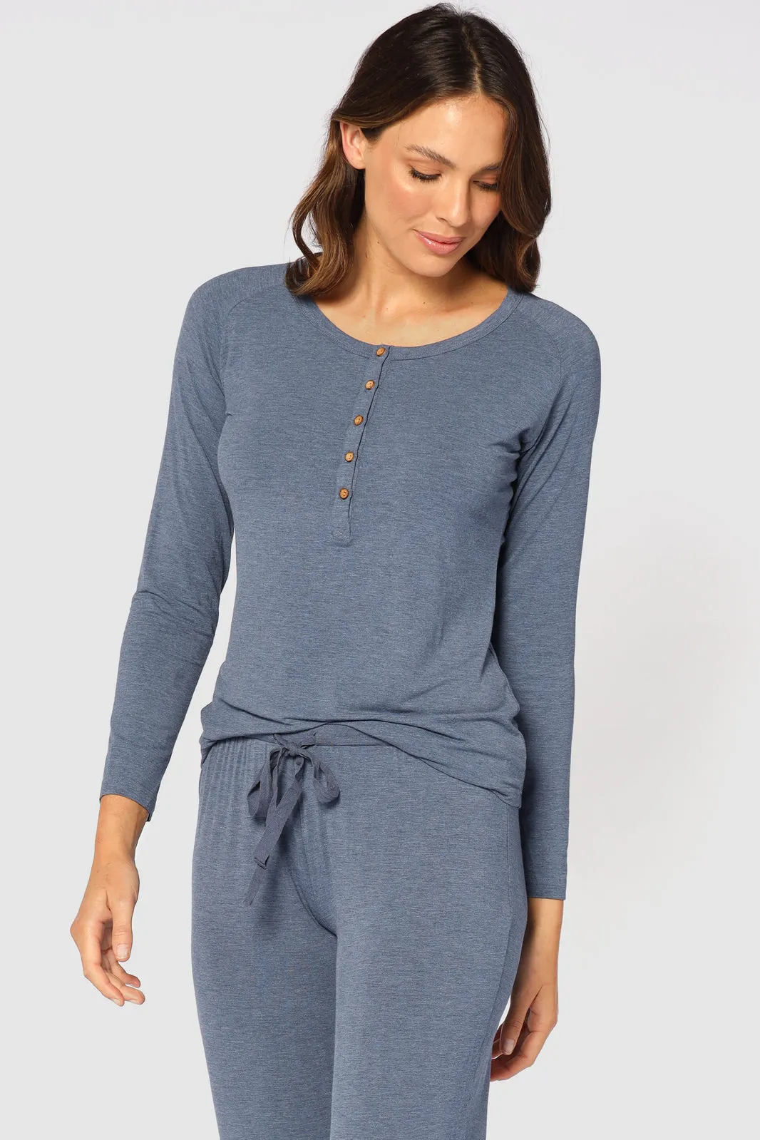 Long Sleeve Henley Top - Twilight