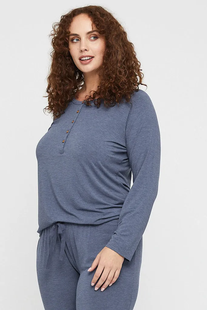 Long Sleeve Henley Top - Twilight