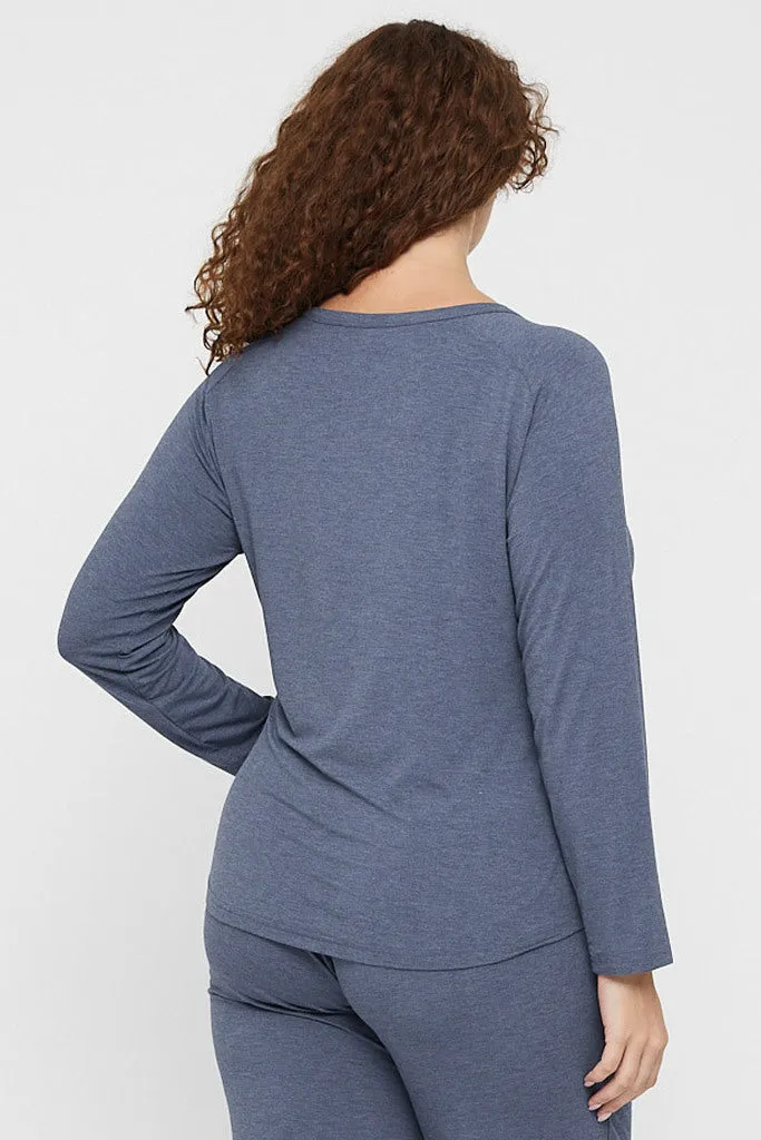 Long Sleeve Henley Top - Twilight