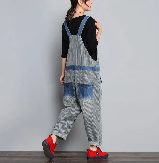 Loose Denim Casual Spring Denim Overall Women JumpsuitsQY13