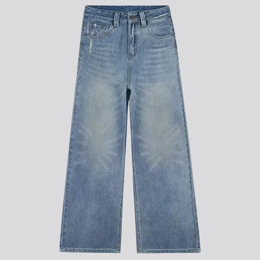 Loose fit pebble-washed jeans for women