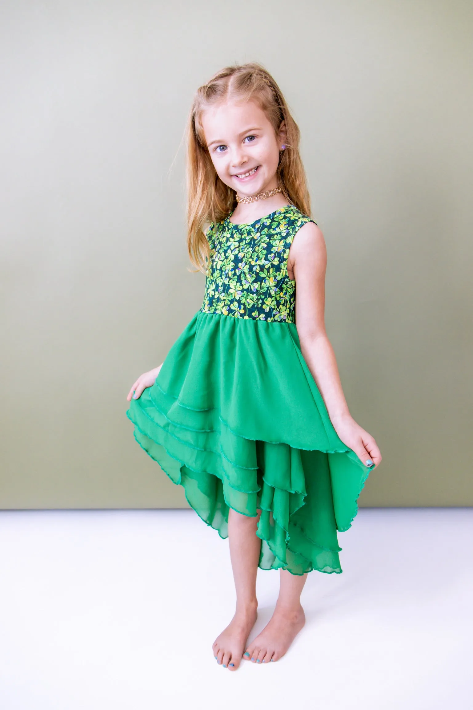 Lucky Clover Tiered High-Low Dress