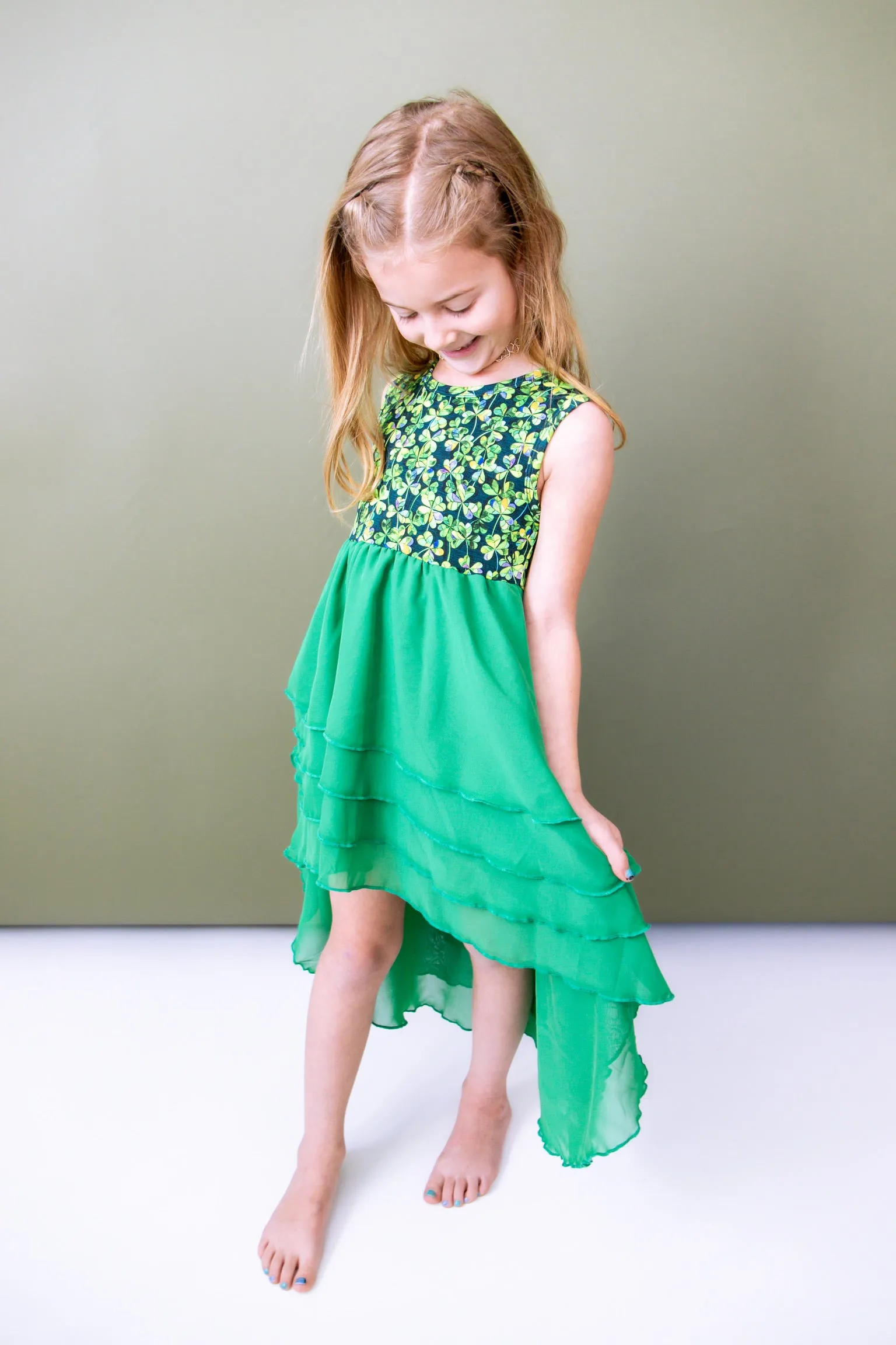 Lucky Clover Tiered High-Low Dress