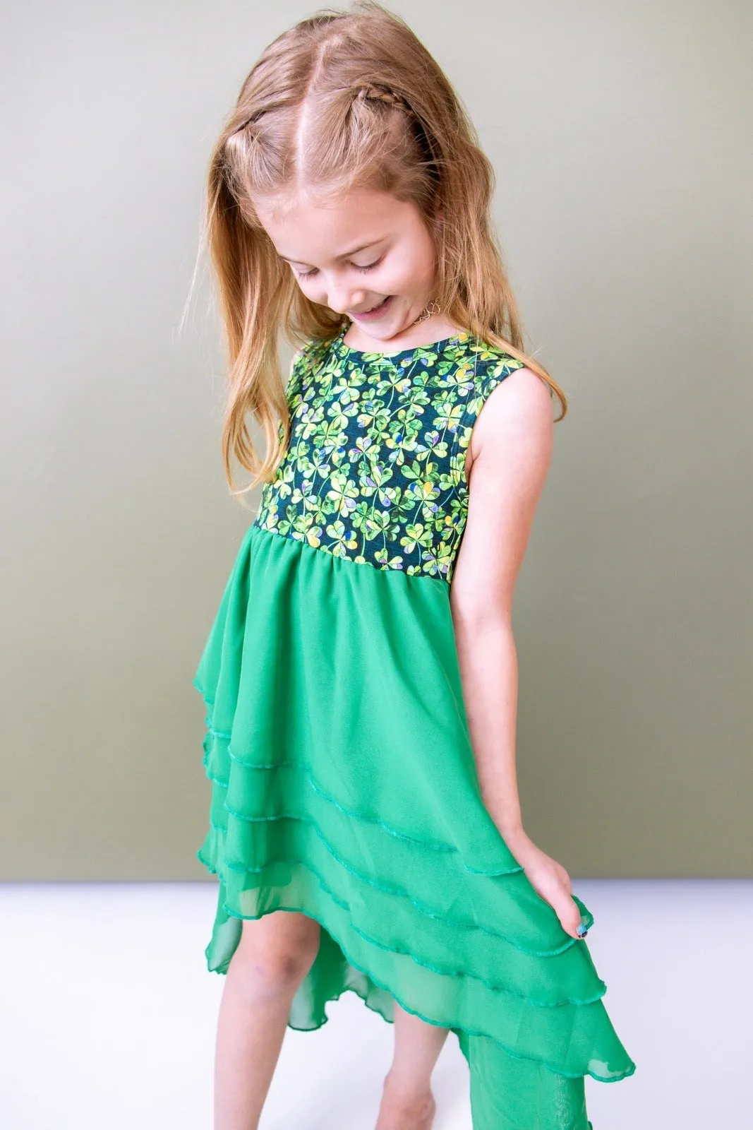 Lucky Clover Tiered High-Low Dress