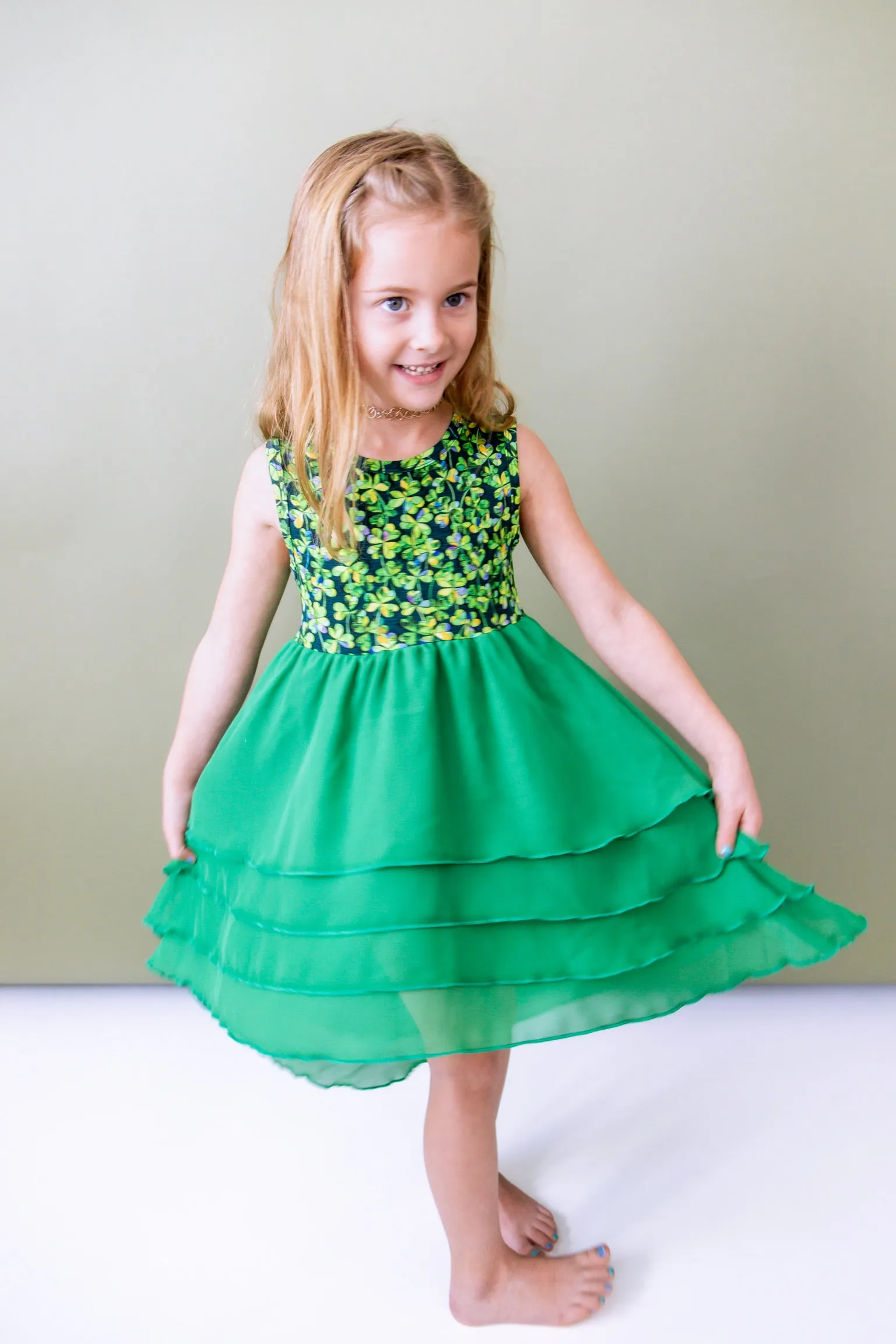 Lucky Clover Tiered High-Low Dress