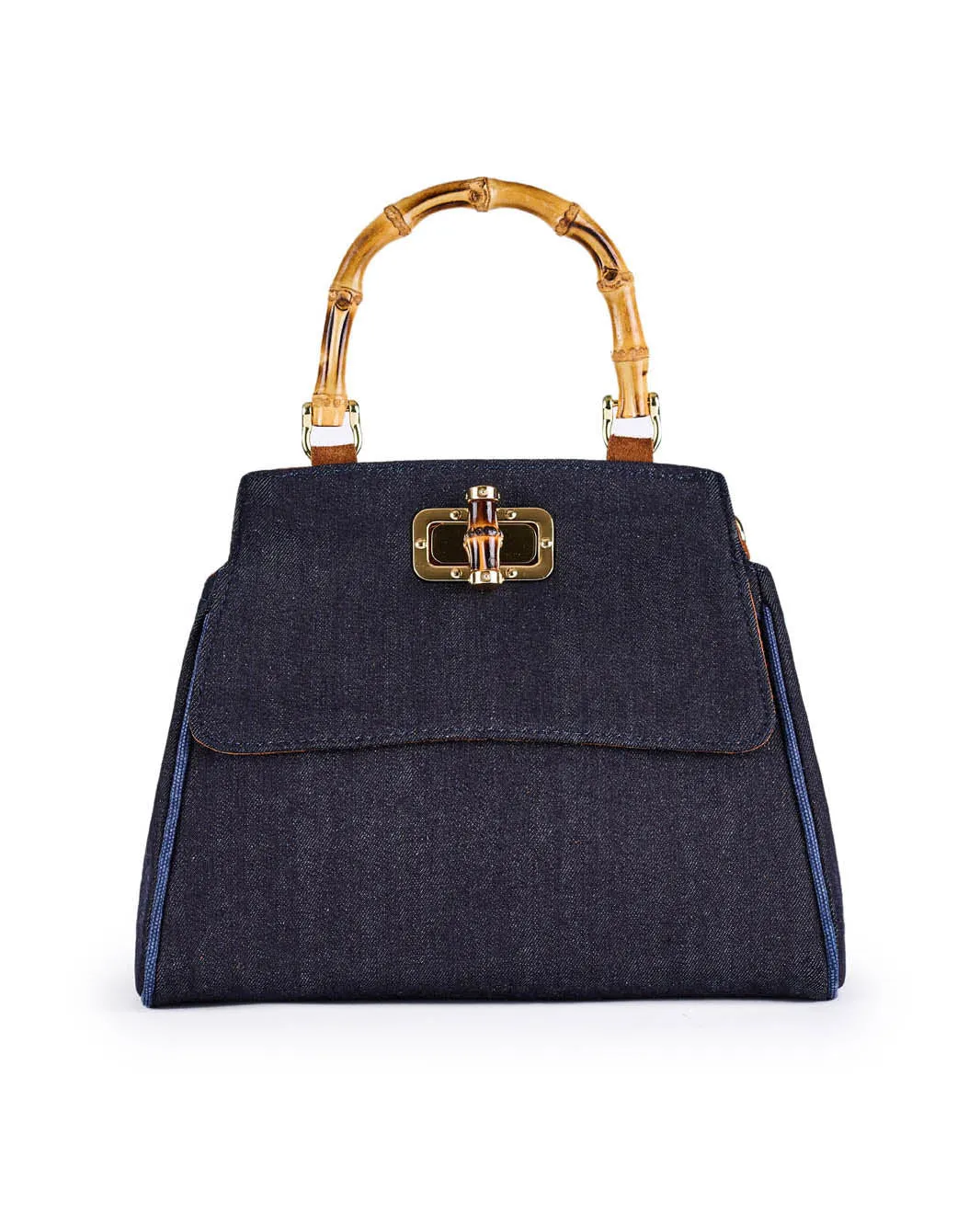 Lucy Denim Bamboo Crossbody Bag