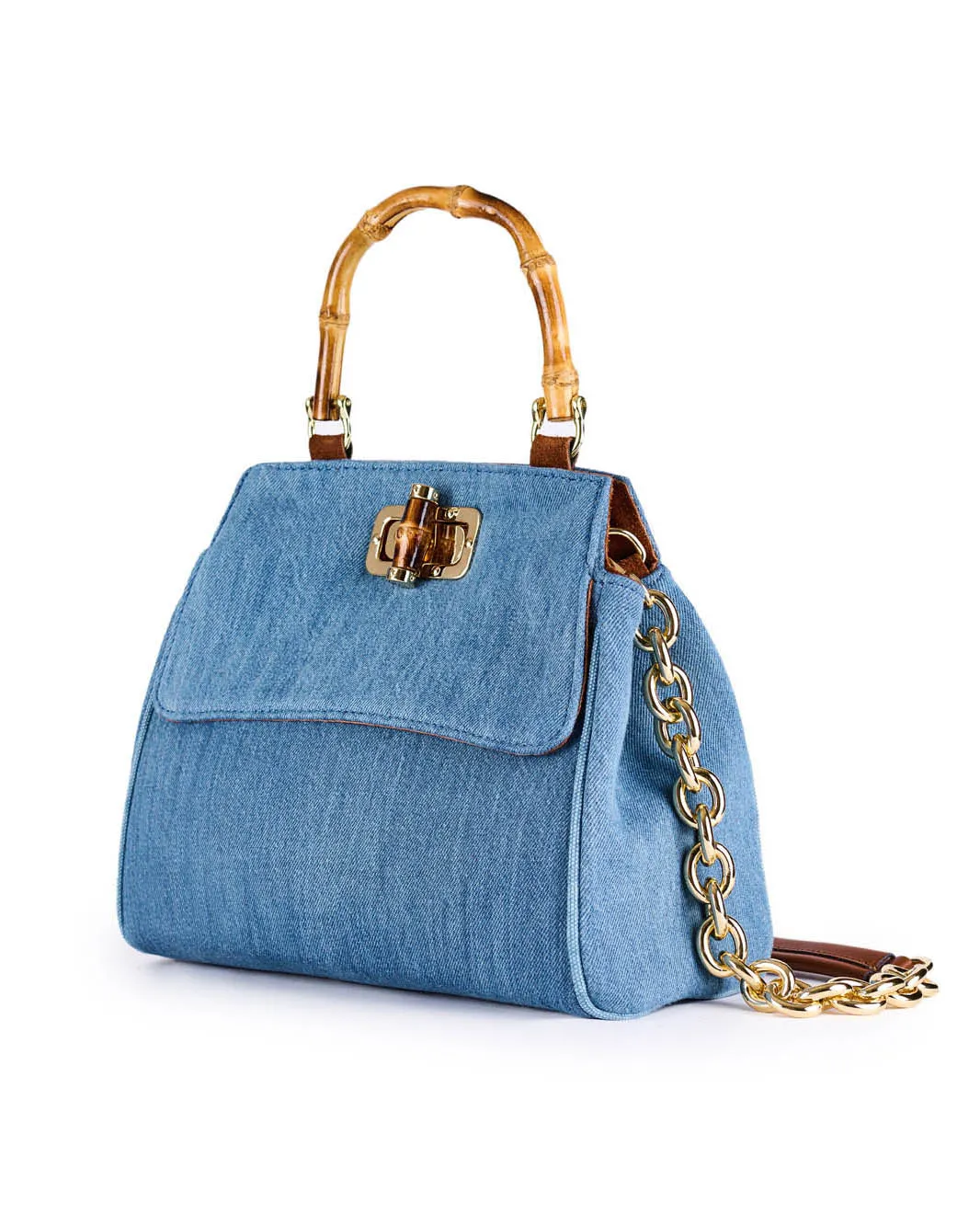 Lucy Denim Bamboo Crossbody Bag