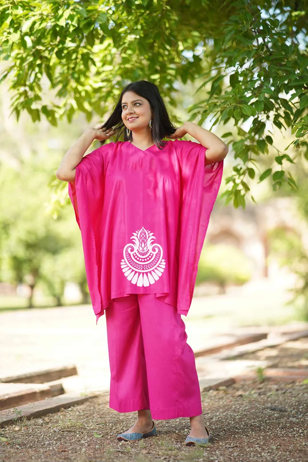 Magenta Rayon Kurti & Palazzo - Gulmohar