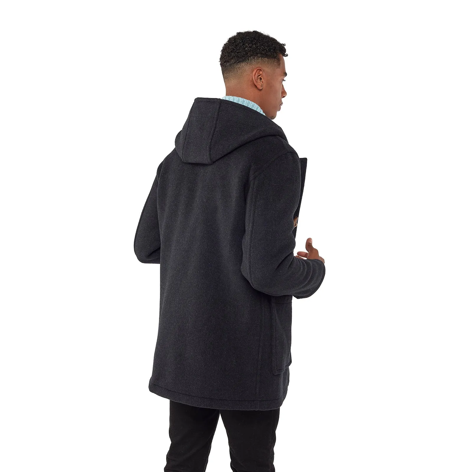 Men's Abberley Simple Fit Duffle Coat With Wooden Toggles - Charcoal