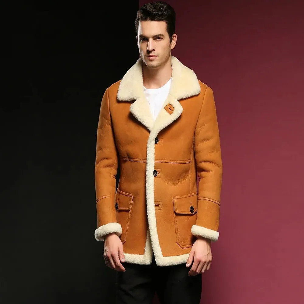 Men's B3 Brown Shearling Coat