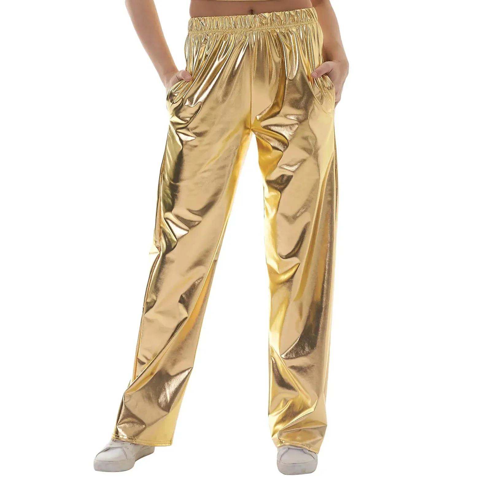 Metallic High Stretchy Holographic Disco Hip Hop Club Shiny Pants