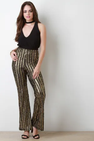 Metallic Ruffle Pant Jumpsuit