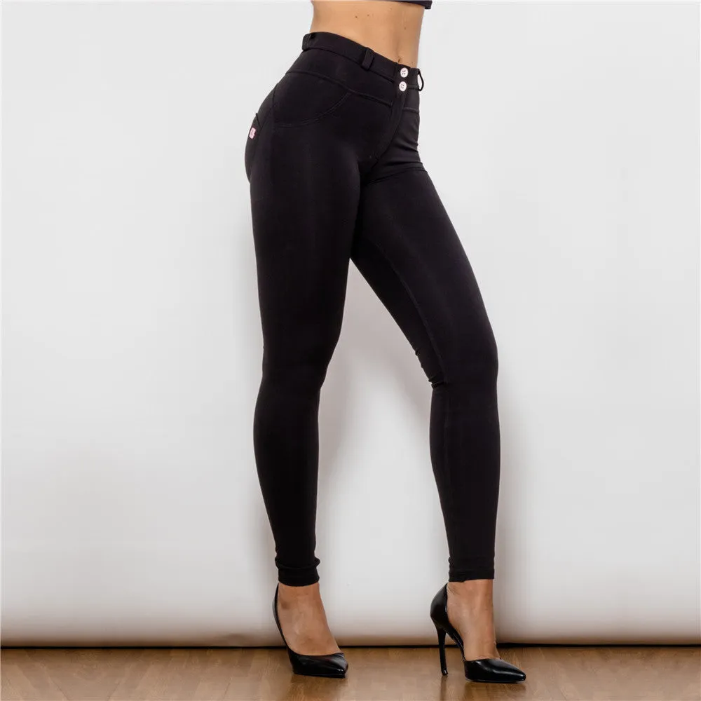 Middle Waist Black Knitted Leggings