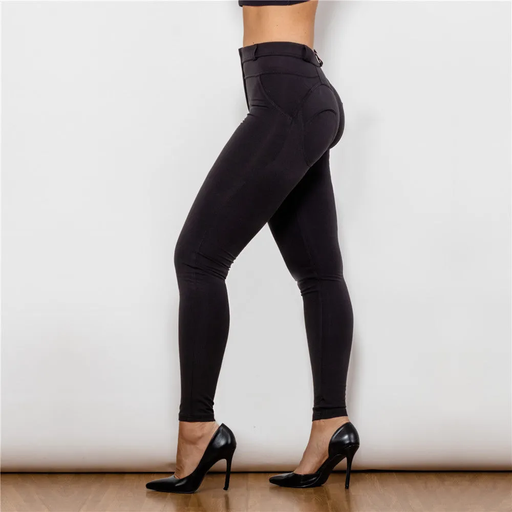 Middle Waist Black Knitted Leggings