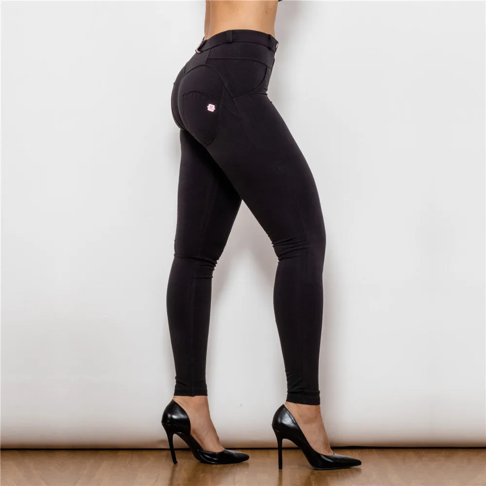 Middle Waist Black Knitted Leggings