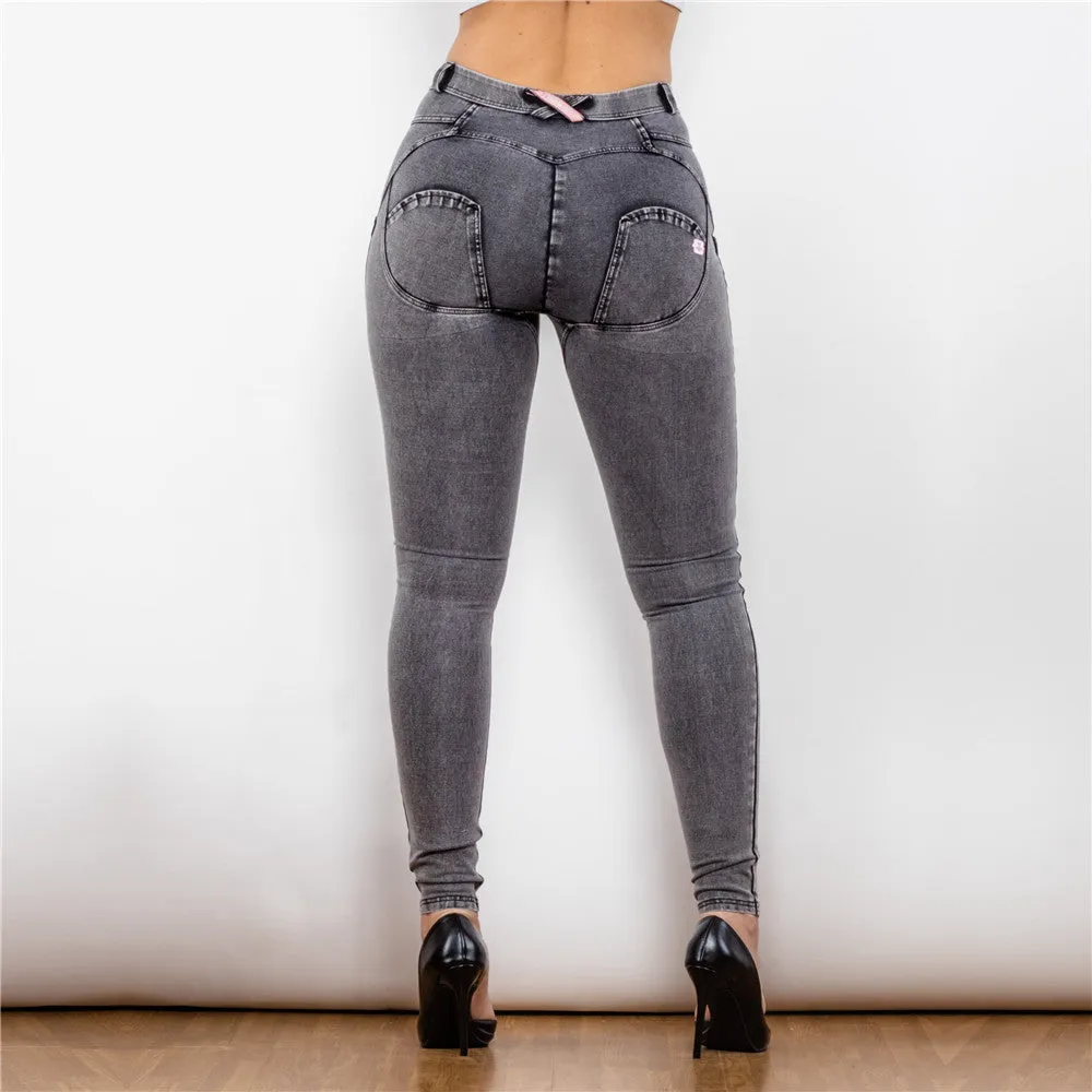 Middle Waist Dark Thread Grey Jeans