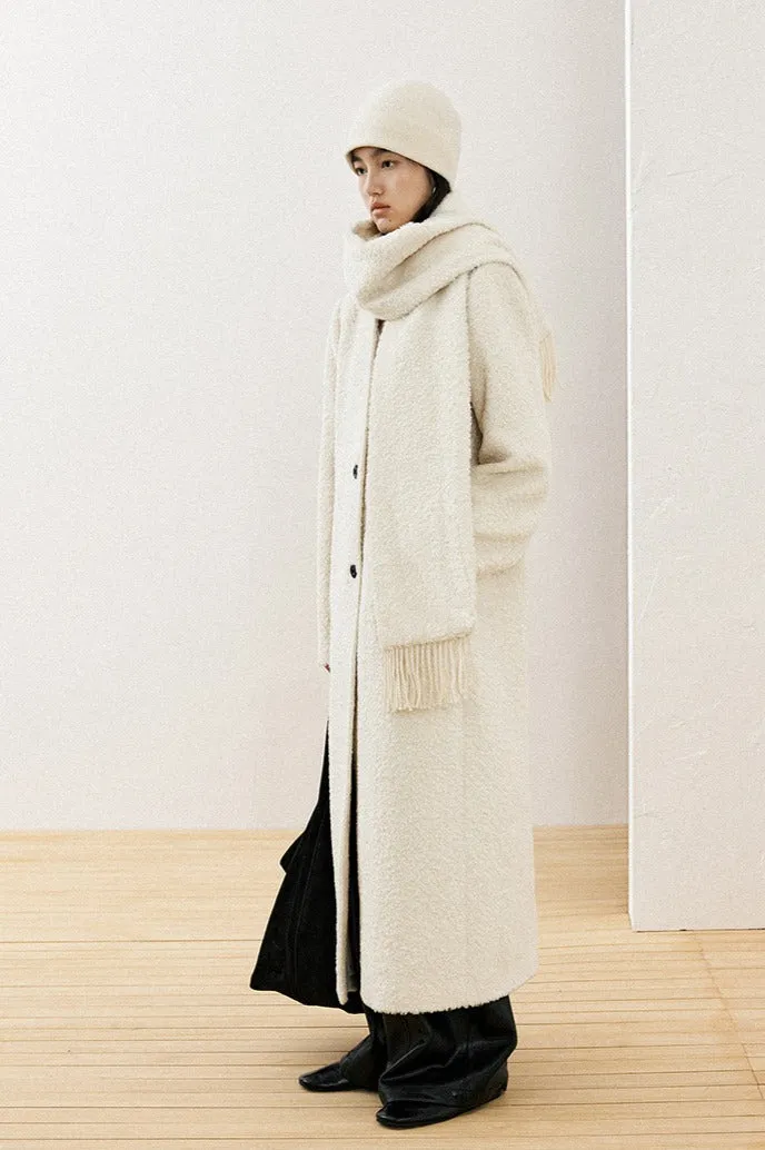 Minimalist design collarless textured coat