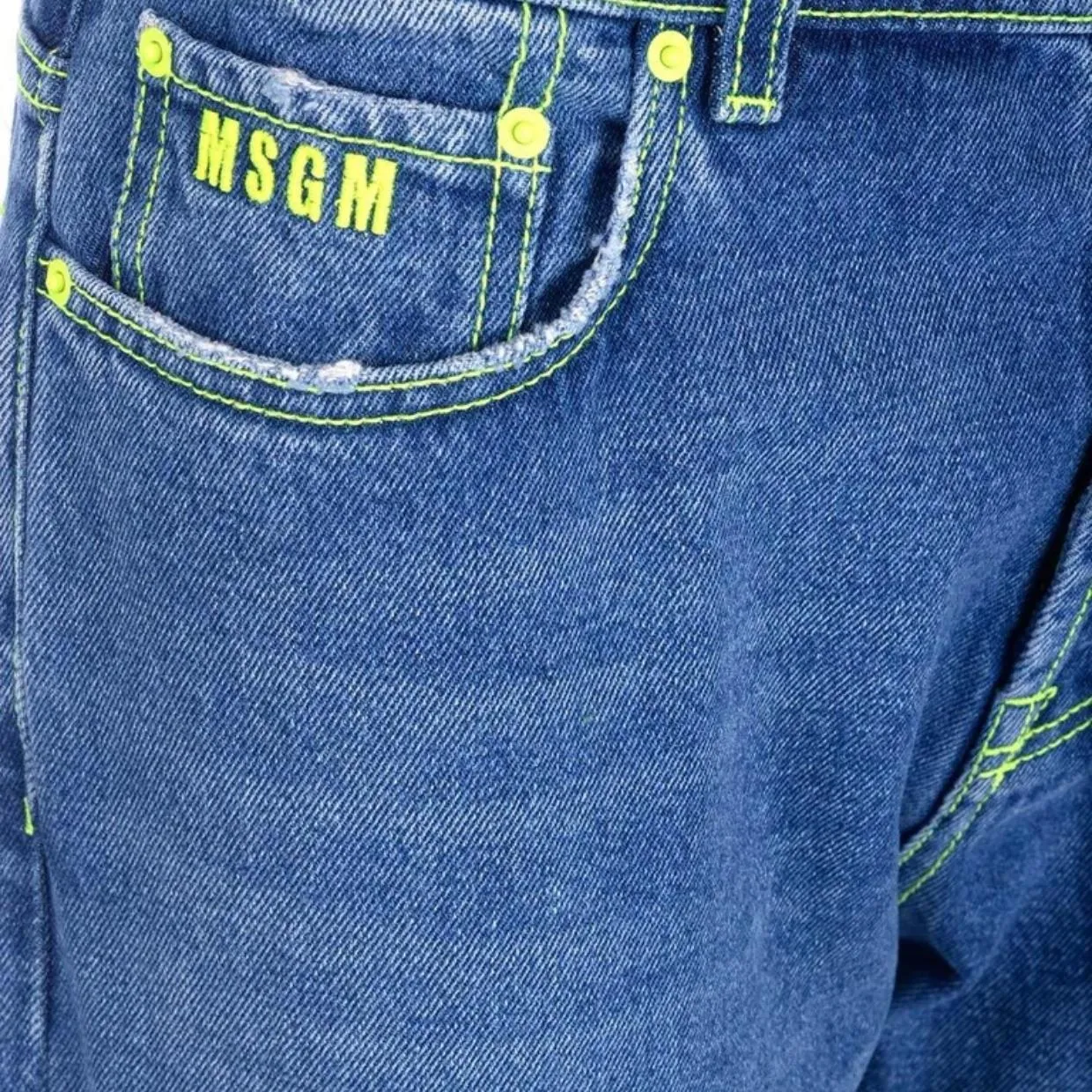 MSGM Neon Stich Denim Jean