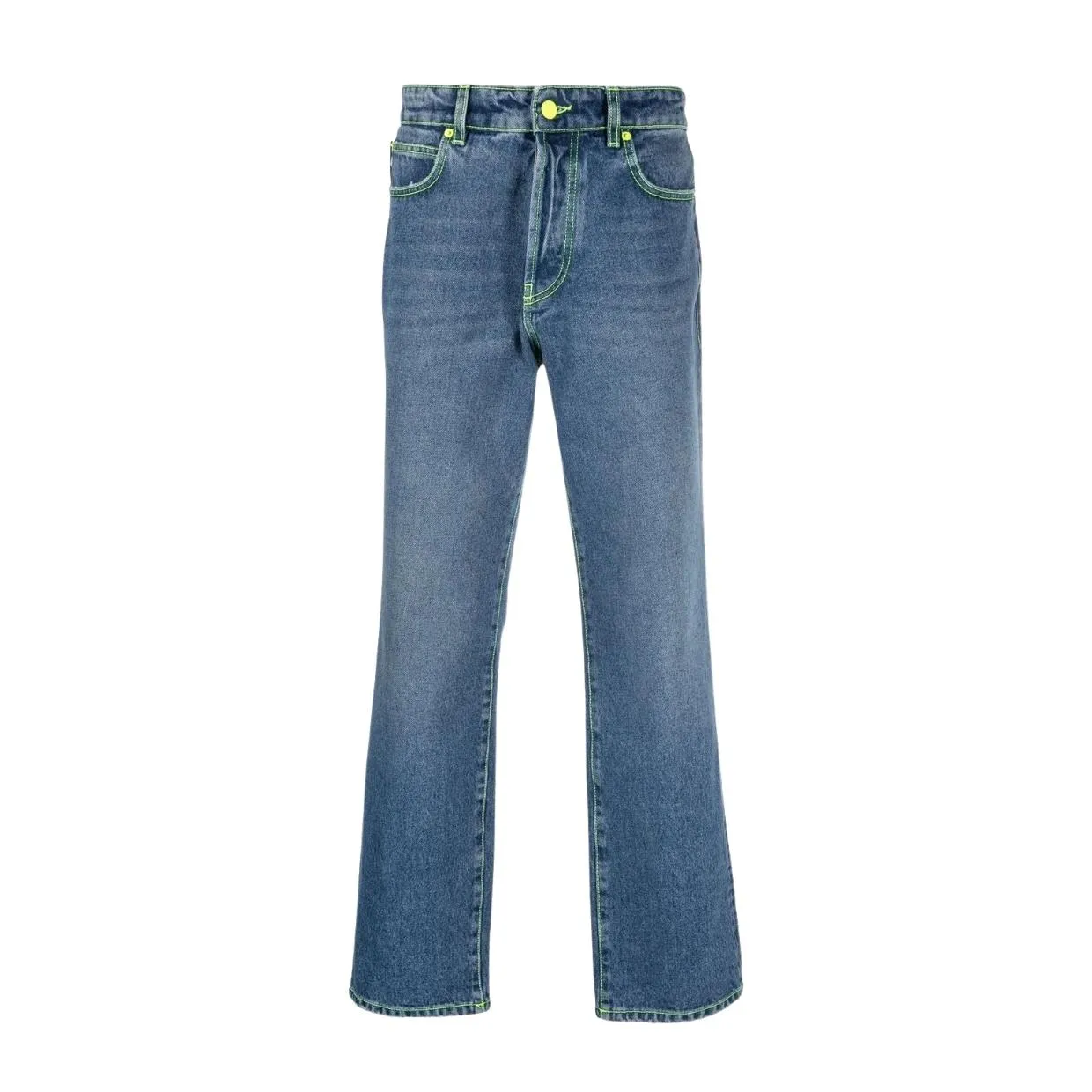 MSGM Neon Stitch Logo Denim Jeans