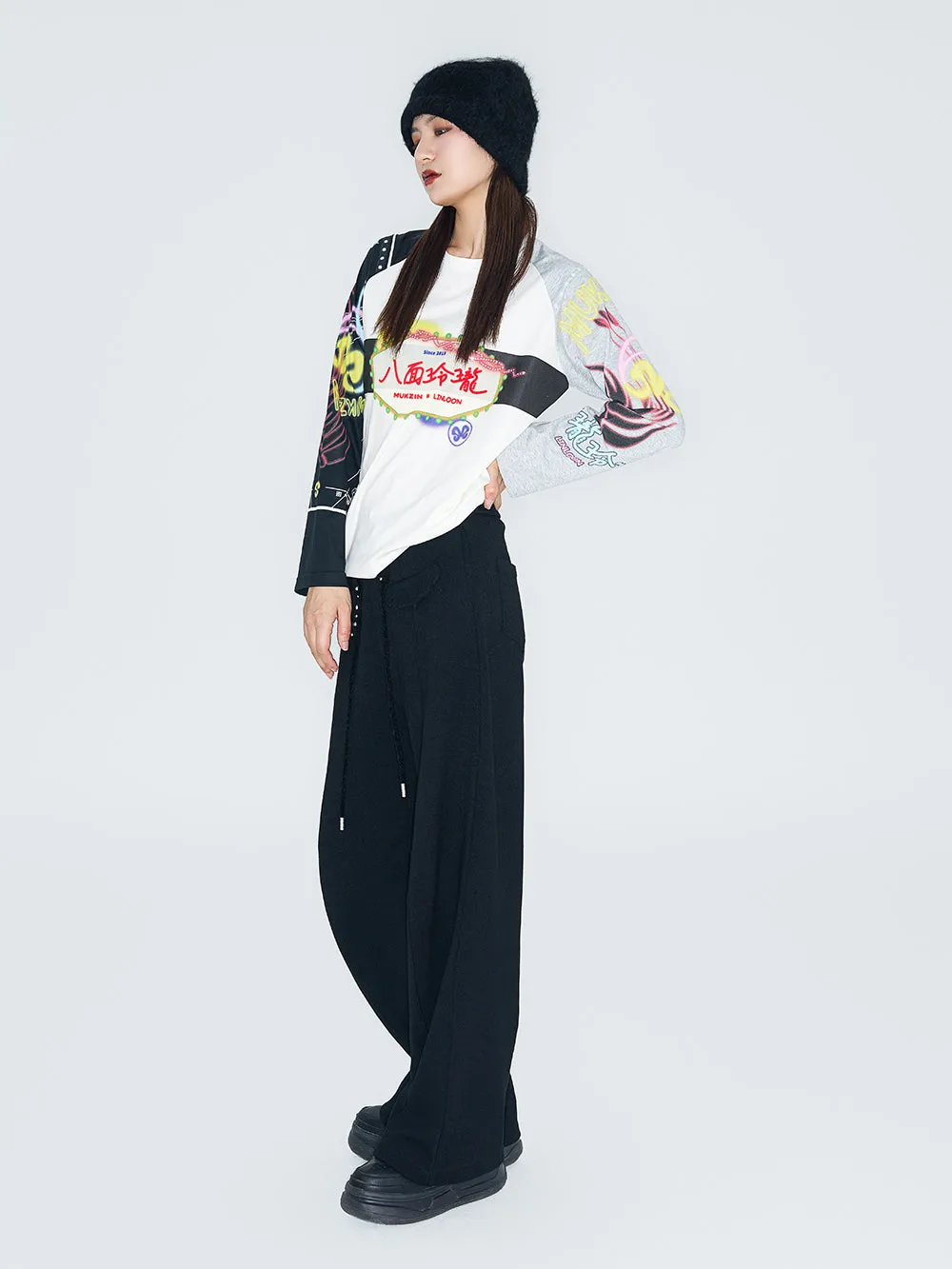 MUKZIN Linglong "Moon God" New Chinese-style Knit Straight Trousers